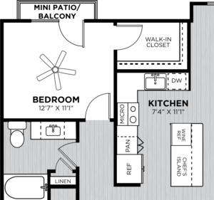 Two bedroom with two bathrooms separated by the kitchen
